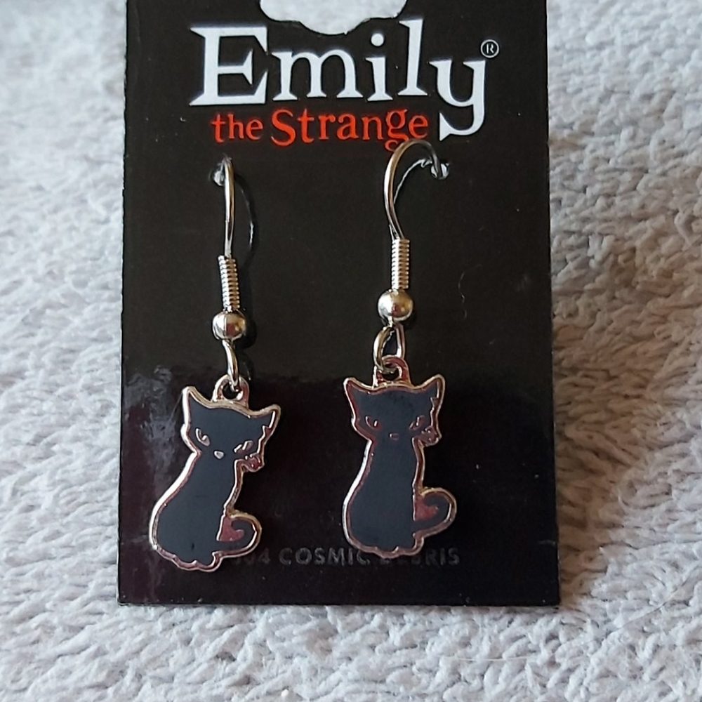 Emily the Strange cat earrings